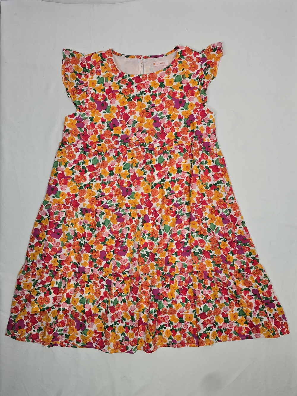 Kirundo Floral Flutter Sleeve Tiered Midi Dress Size Small